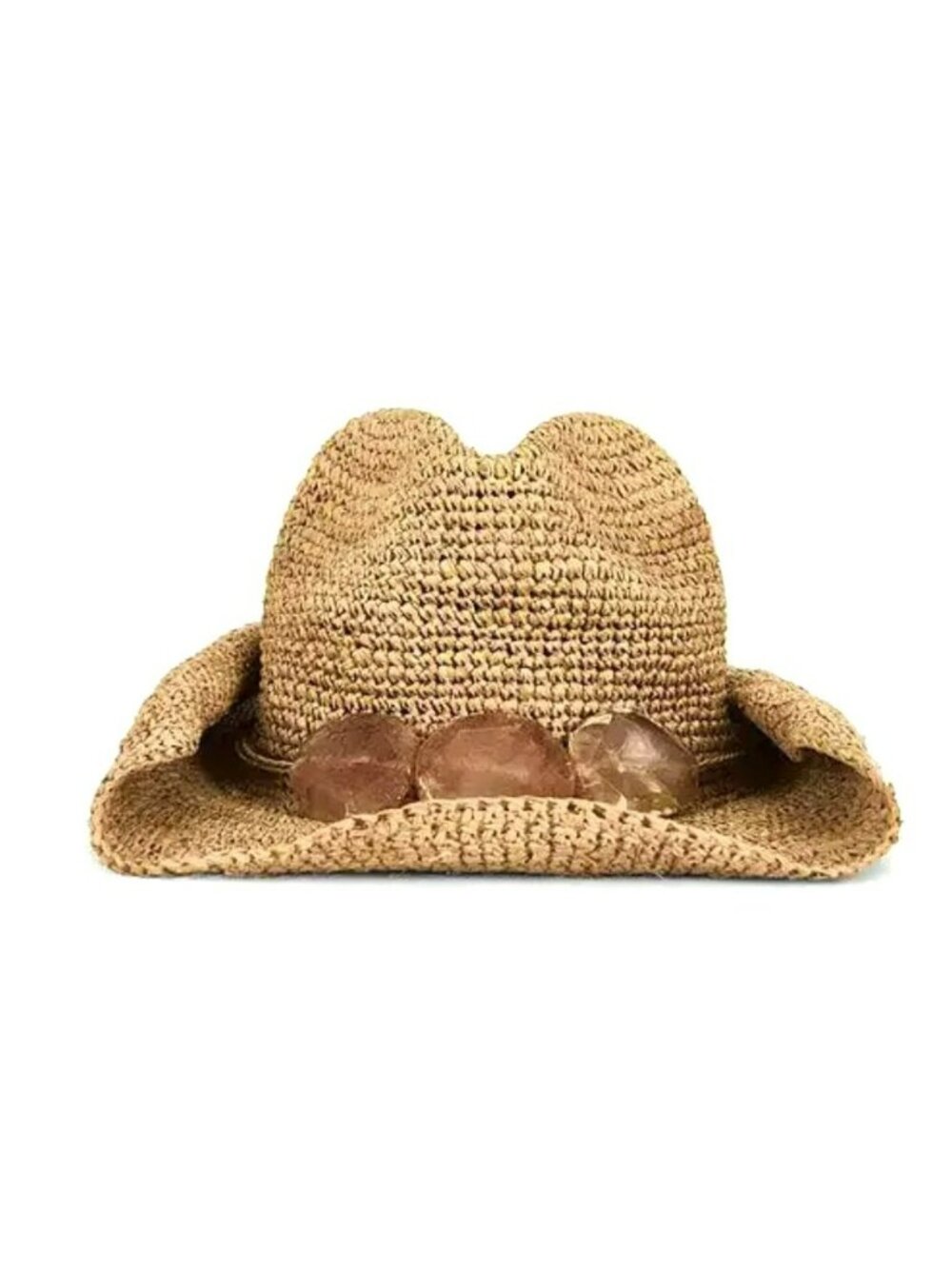 Flora Bella Billie Straw Hat With Agate Stone Trim In Antique Natural Raffia OS